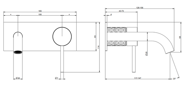 Gessi Intreccio Parte esterna miscelatore lavabo a parete parte incasso non inclusa steel brushed 54188