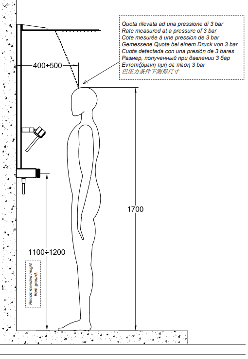 Colonna doccia con miscelatore termostatico 2 funzioni con comandi a pulsante soffione e doccetta anticalcare magnetica scorrevole cromo Hi FI 63043 Gessi
