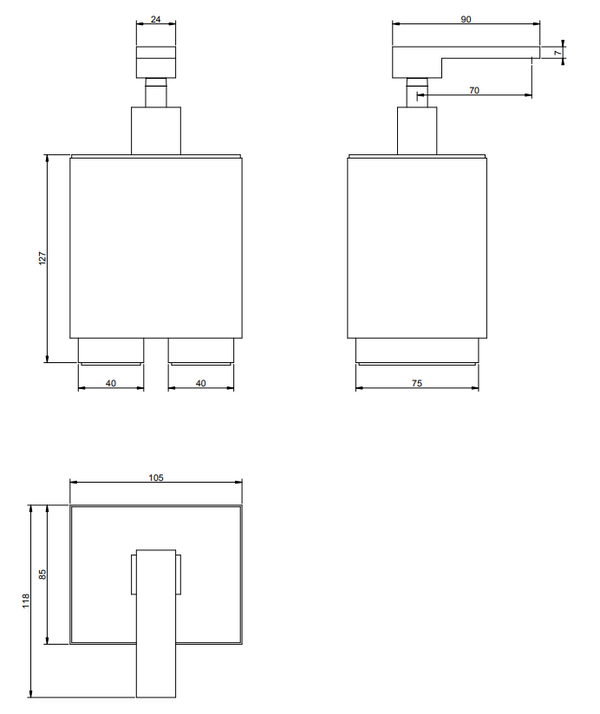 Dispenser sapone liquido nero cromo Rettangolo 20838 Gessi