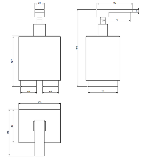 Dispenser sapone liquido bianco cromo Rettangolo 20837 Gessi