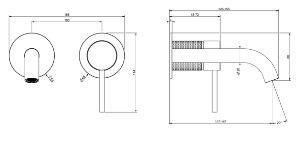 Gessi Cesello Parte esterna miscelatore lavabo a parete parte incasso non inclusa steel brushed