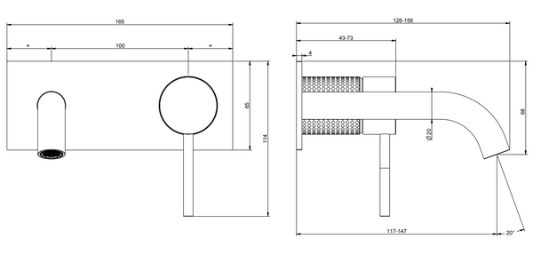 Gessi Cesello Parte esterna miscelatore lavabo a parete senza scarico parte incasso non inclusa steel brushed