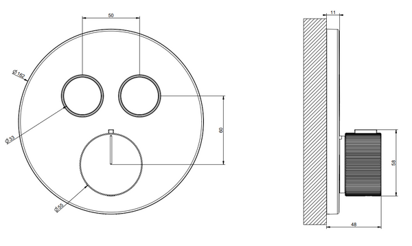 Parti esterne per miscelatore termostatico a due funzioni simultanee brushed brass Hi fi 38713 Gessi