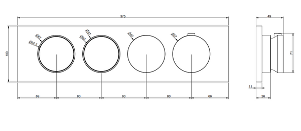 Parti esterne per miscelatore termostatico a 2 funzioni indipendenti parti incasso non inclusa brass brushed 66222 gessi