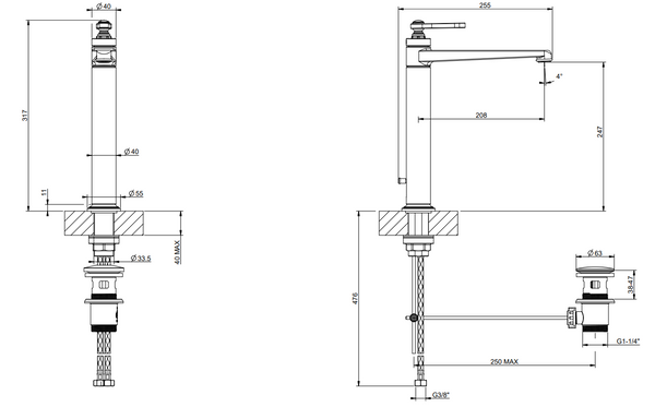 Gessi Miscelatore lavabo alto con scarico cromo 65003