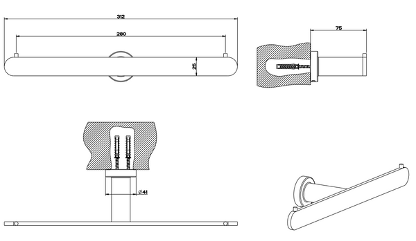 Porta rotolo doppio a parete cromo Emporio 38915 Gessi