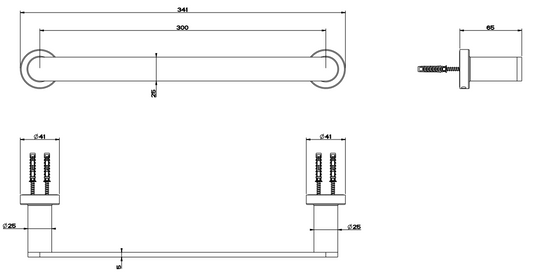 Gessi emporio Portasciugamani 30 cm a muro cromo Cromo Lucido, dettaglio ravvicinato del materiale e dell'aggancio