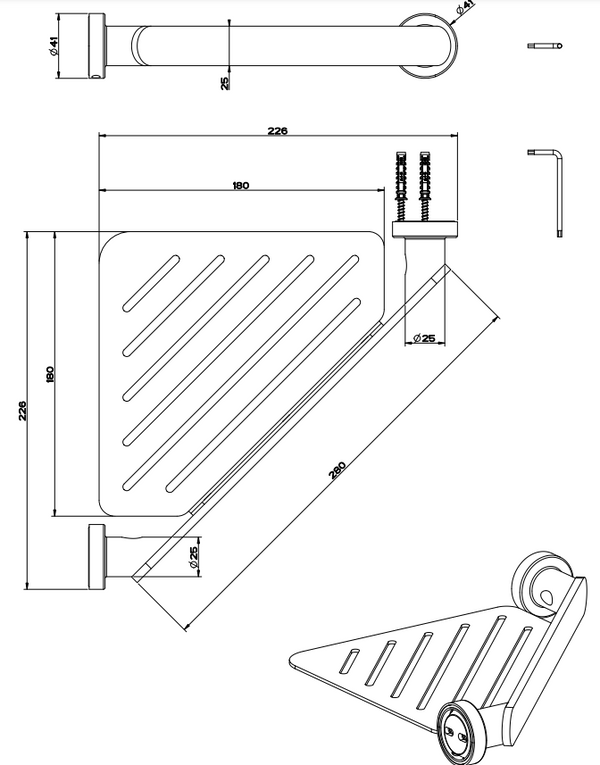 Mensola angolare vasca doccia cromo emporio 38861 Gessi