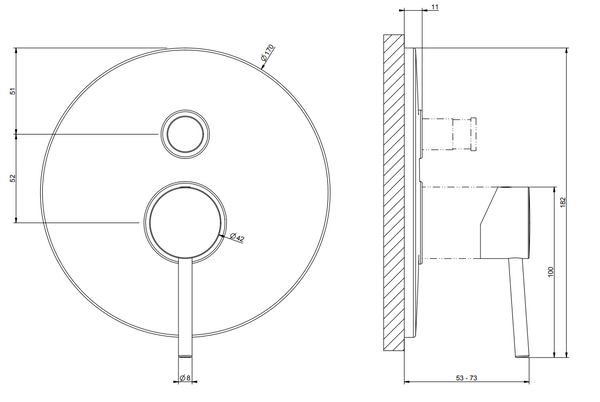 Parte esterna miscelatore doccia a parete 2 vie senza parte incasso cromo via tortona 18779 Gessi