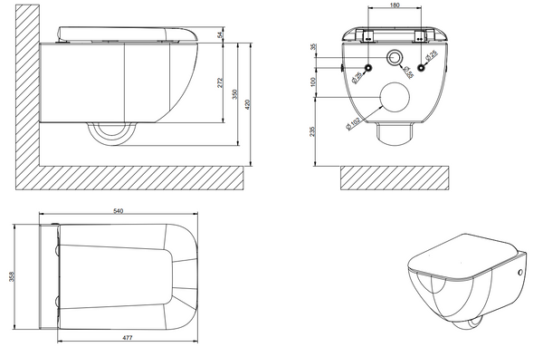 Vaso sospeso con sedile soft close in ceramica bianco europe lucido