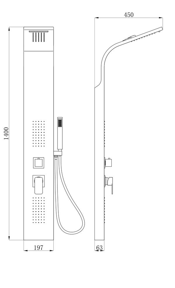 Pannello doccia idromassaggio Ibiza in pvc tondo nero
