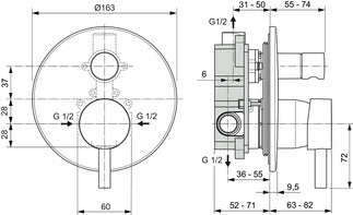 Ideal standard ceraline miscelatore incasso per vasca o doccia con corpo ad incasso cromo
