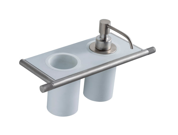 Treemme 22mm IT8371ISZZZZ portaspazzolini con portasapone liquido a muro bianco inox satinato
