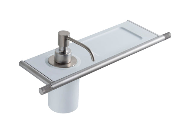 Treemme 22mm IT8372ISZZZZ mensola portaoggetti con dispenser sapone liquido bianco inox satinato