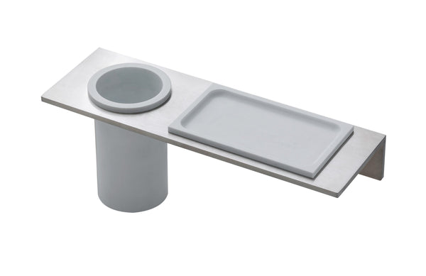 Treemme 5mm IT9075ISZZZZ portaspazzolini con mensola portaoggetti bianco inox satinato