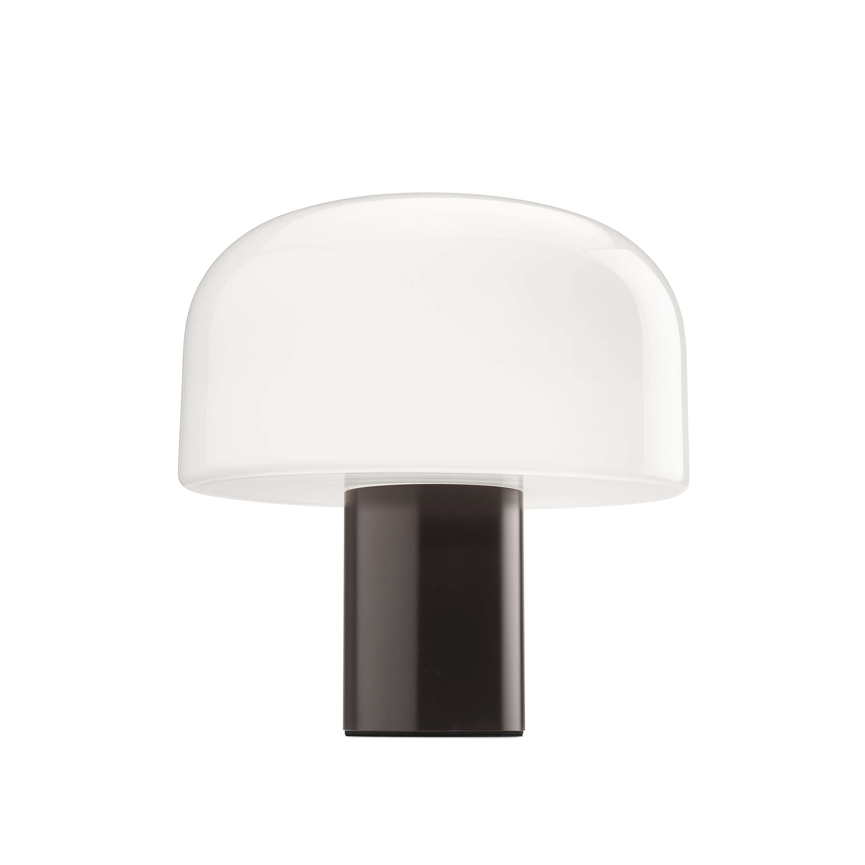 Lampada da tavolo 33 cm in vetro opalino triplex bianco con base in alluminio cioko Bellhop Glass T F1074026 Flos