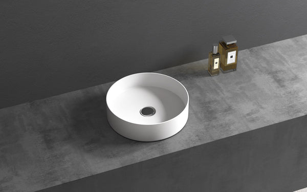 Lavabo 36 cm da appoggio Torino solid surface bianco opaco