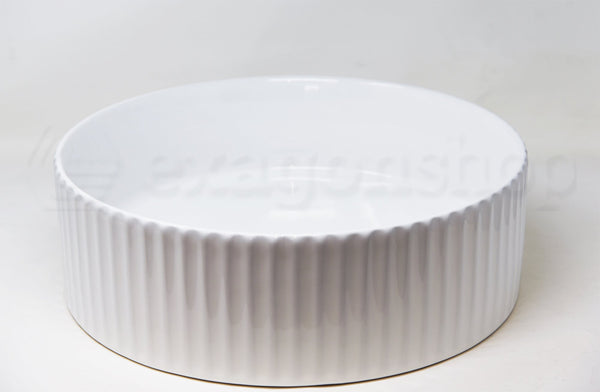 Lavabo 36x11 tondo da appoggio in porcellana bianco lucido