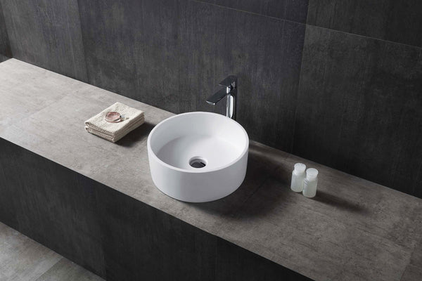 Lavabo 40 cm da appoggio Torino solid surface bianco opaco