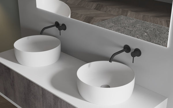 Lavabo 40 cm da appoggio Torino solid surface bianco opaco
