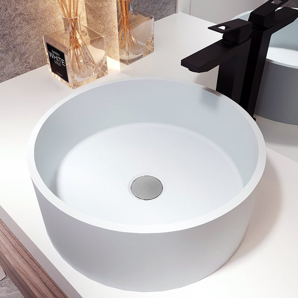 Lavabo 40 cm da appoggio Torino solid surface bianco opaco