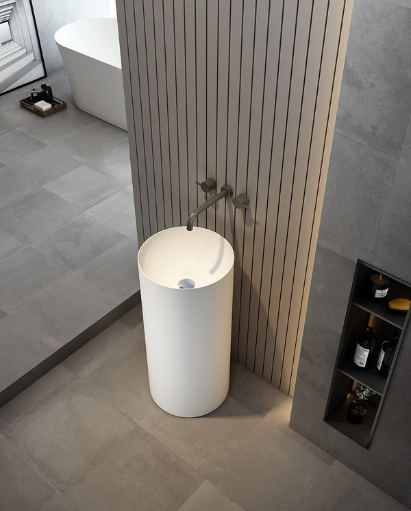 Lavabo 40 cm freestanding Trento in solid surface bianco opaco