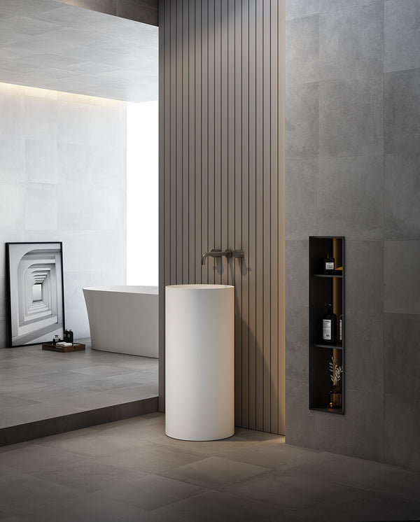 Lavabo 40 cm freestanding Trento in solid surface bianco opaco
