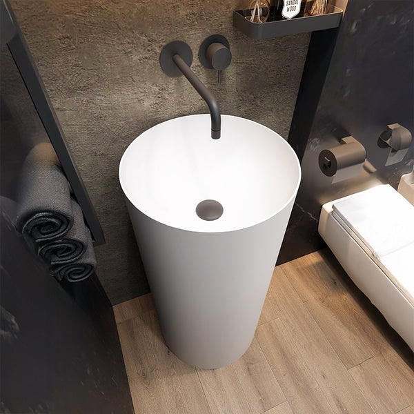 Lavabo 45 cm freestanding Trento in solid surface bianco opaco