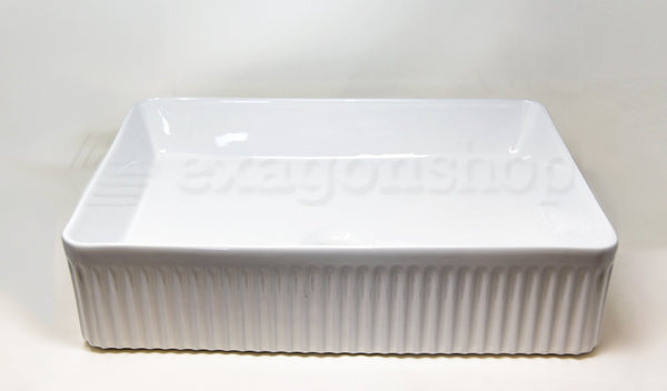 Lavabo 50X36 rettangolare da appoggio H 12 cm in porcellana bianco lucido