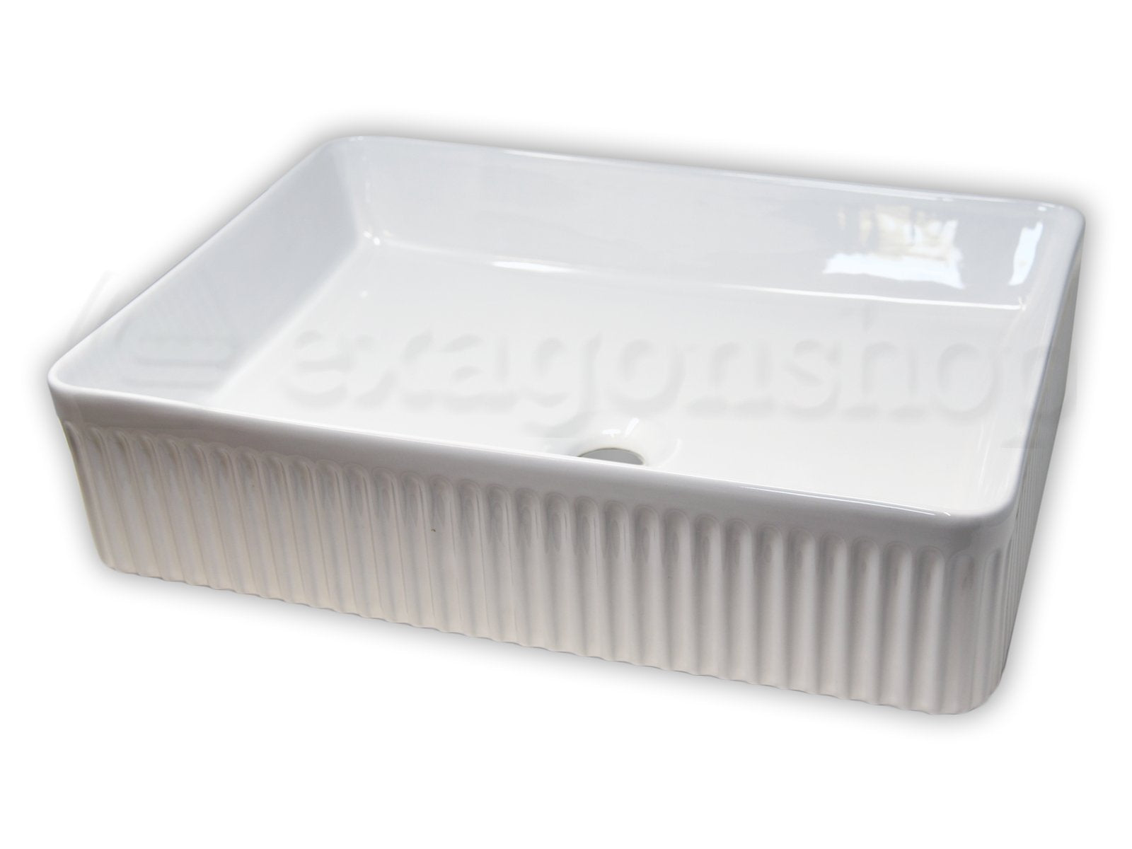 Lavabo 50X36 rettangolare da appoggio H 12 cm in porcellana bianco lucido