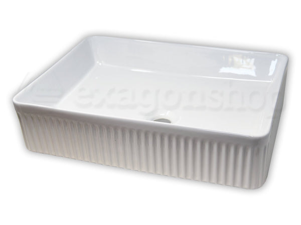 Lavabo 50X36 rettangolare da appoggio H 12 cm in porcellana bianco lucido