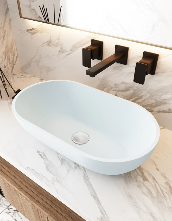 Lavabo 56x32 da appoggio Sondrio solid surface bianco opaco