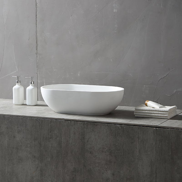 Lavabo 56x32 da appoggio Sondrio solid surface bianco opaco