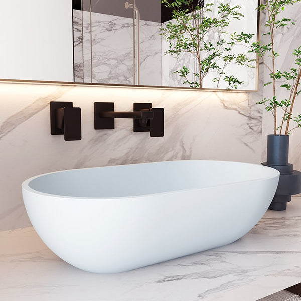 Lavabo 56x32 da appoggio Sondrio solid surface bianco opaco