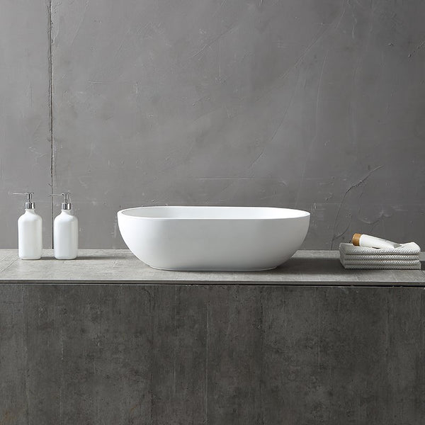 Lavabo 56x32 da appoggio Sondrio solid surface bianco opaco