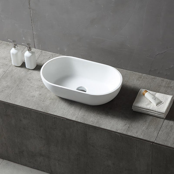 Lavabo 56x32 da appoggio Sondrio solid surface bianco opaco