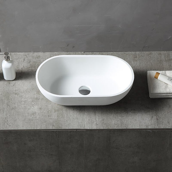 Lavabo 56x32 da appoggio Sondrio solid surface bianco opaco