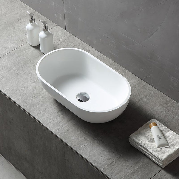 Lavabo 56x32 da appoggio Sondrio solid surface bianco opaco