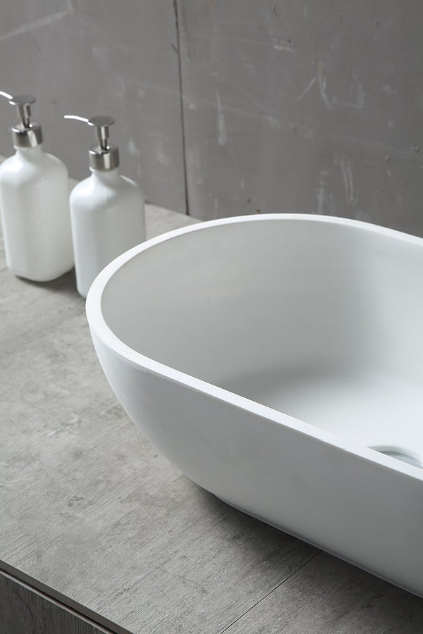 Lavabo 56x32 da appoggio Sondrio solid surface bianco opaco