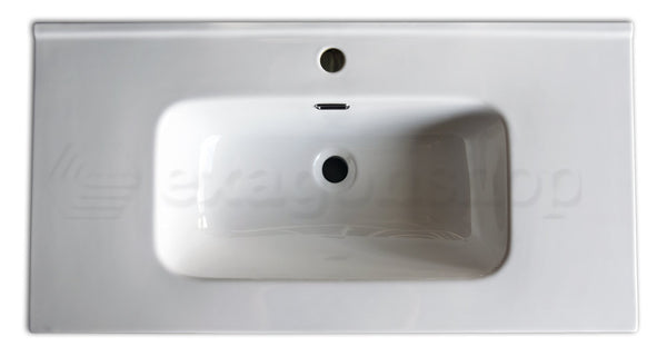 Mobile bagno Bianco 90x46 Sorrento due cassetti con lavabo integrato in ceramica