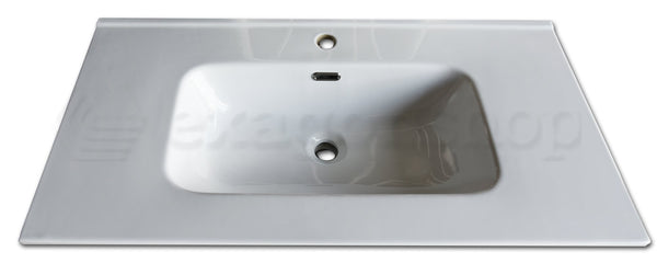 Mobile bagno Bianco 90x46 Sorrento due cassetti con lavabo integrato in ceramica