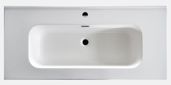 Mobile bagno cannettato 100X46 bianco lavabo resina cassetti soft close Pisa