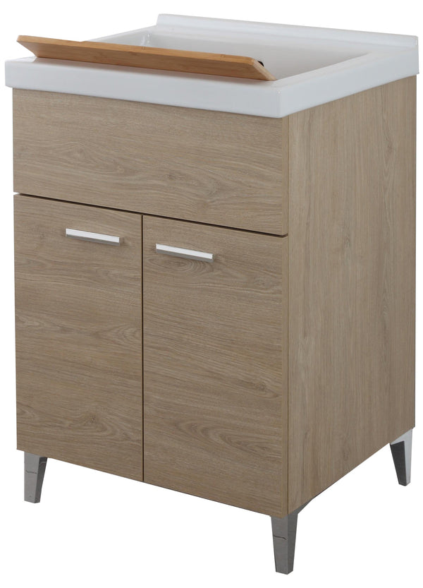 Lavatoio 60x50 rovere con vasca in resina e tavoletta Stella