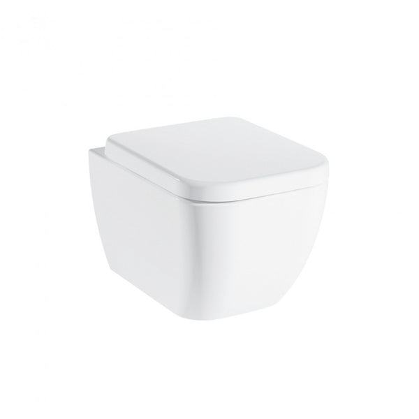 Coppia sanitari sospesi con Softclose Bianco Legend ambientato su piano bagno con accessori - Exagonshop