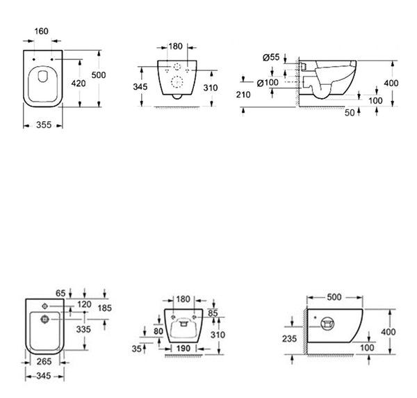 Coppia sanitari sospesi vaso e bidet con Sedile a Chiusura Rallentata Bianco Legend