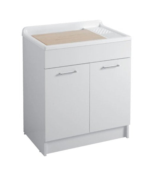 Colavene Lindo mobile lavatoio 75x50 H.86 con cesto portabiancheria e tavola lavapanni bianco