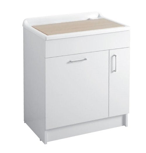 Colavene Lindo Max mobile lavatoio 75x50 con cesto portabiancheria tavola in legno e vasca in abs bianco