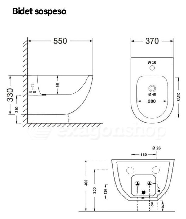 Sanitari sospesi in ceramica rimless sedile chiusura rallentata Linea Zeta