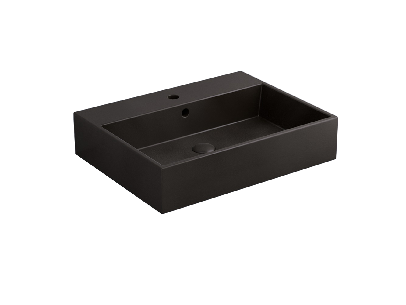 Cielo Smile lavabo 60x46 monoforo rettangolare sospeso o da appoggio con troppo pieno in ceramica lavagna
