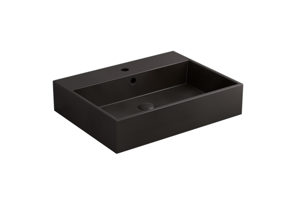 Cielo Smile lavabo 60x46 monoforo rettangolare sospeso o da appoggio con troppo pieno in ceramica lavagna